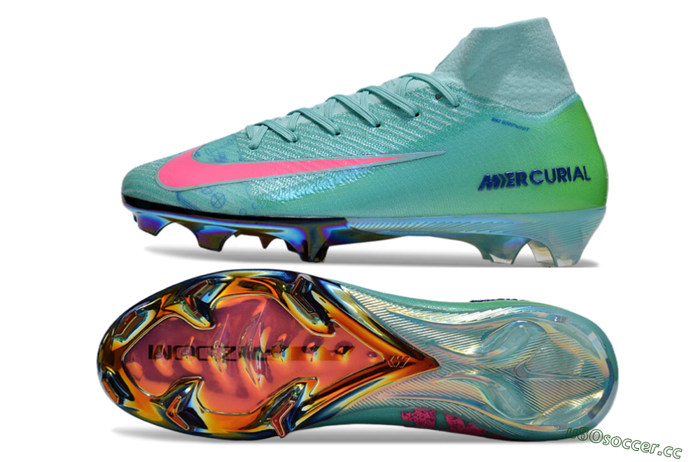 Men's Nike Air Zoom Mercurial Superfly 10 Elite FG Firm Ground High-Tops Football Boots - Jade/Pink/Yellow 1
