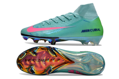 Men's Nike Air Zoom Mercurial Superfly 10 Elite FG Firm Ground High-Tops Football Boots - Jade/Pink/Yellow