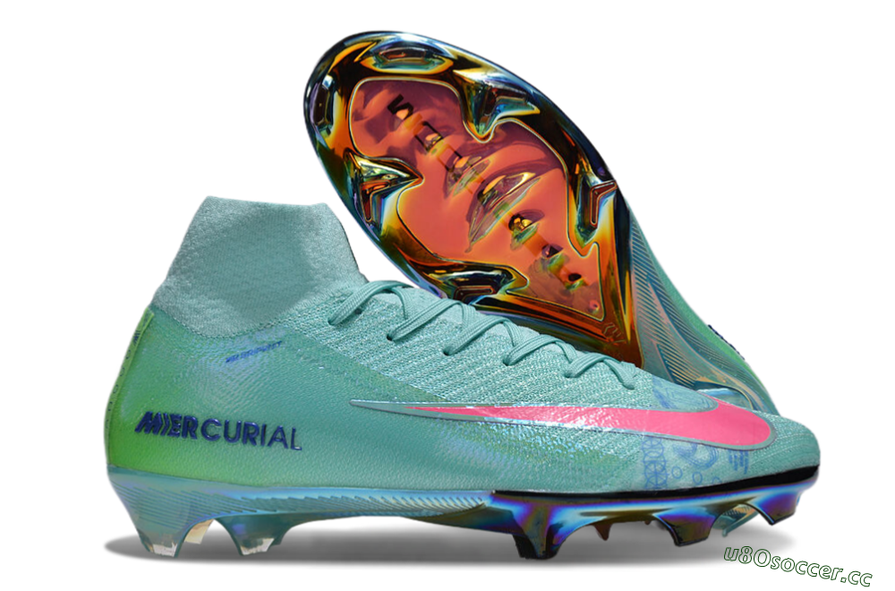 Men's Nike Air Zoom Mercurial Superfly 10 Elite FG Firm Ground High-Tops Football Boots - Jade/Pink/Yellow 2