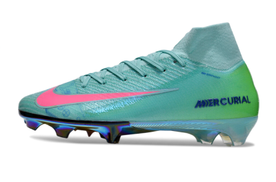 Men's Nike Air Zoom Mercurial Superfly 10 Elite FG Firm Ground High-Tops Football Boots - Jade/Pink/Yellow