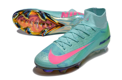 Men's Nike Air Zoom Mercurial Superfly 10 Elite FG Firm Ground High-Tops Football Boots - Jade/Pink/Yellow