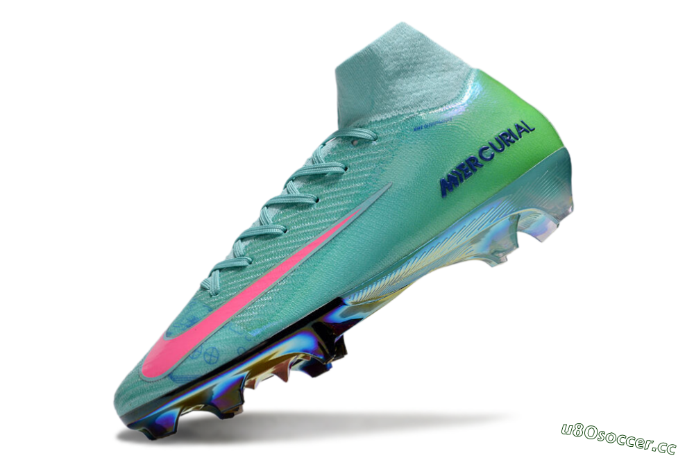 Men's Nike Air Zoom Mercurial Superfly 10 Elite FG Firm Ground High-Tops Football Boots - Jade/Pink/Yellow 4