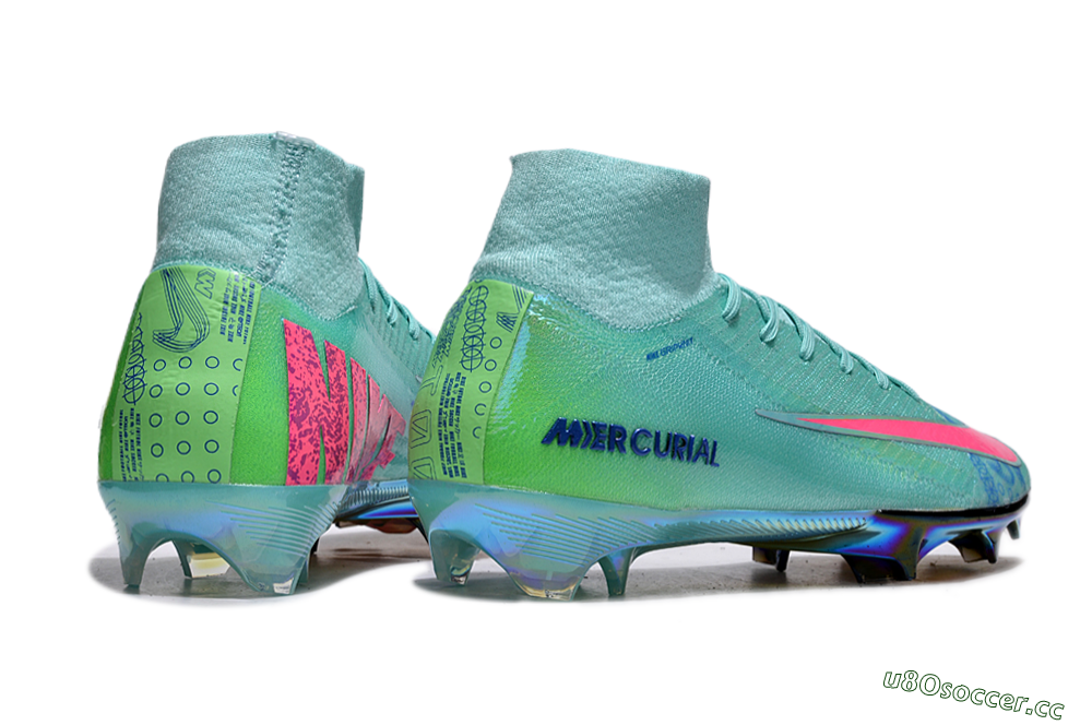 Men's Nike Air Zoom Mercurial Superfly 10 Elite FG Firm Ground High-Tops Football Boots - Jade/Pink/Yellow 6
