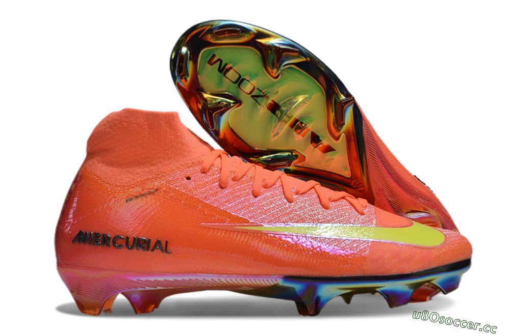 Men's Nike Air Zoom Mercurial Superfly 10 Elite FG Firm Ground High-Tops Football Boots - Red/Yellow/Gold 2