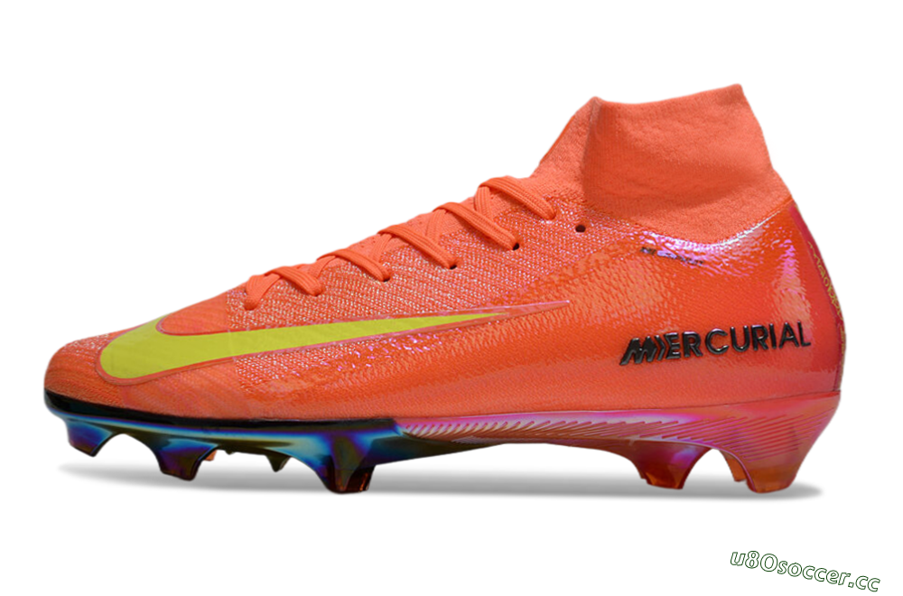 Men's Nike Air Zoom Mercurial Superfly 10 Elite FG Firm Ground High-Tops Football Boots - Red/Yellow/Gold 0