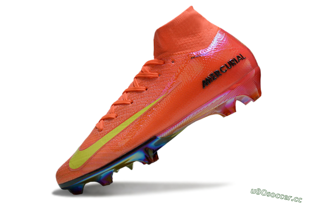 Men's Nike Air Zoom Mercurial Superfly 10 Elite FG Firm Ground High-Tops Football Boots - Red/Yellow/Gold 5