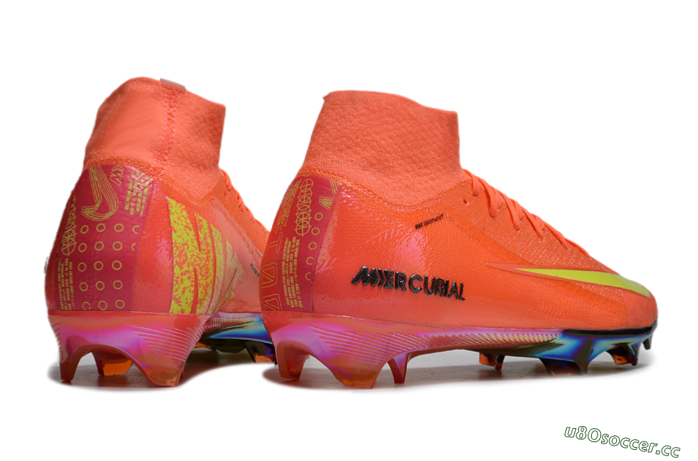 Men's Nike Air Zoom Mercurial Superfly 10 Elite FG Firm Ground High-Tops Football Boots - Red/Yellow/Gold 6
