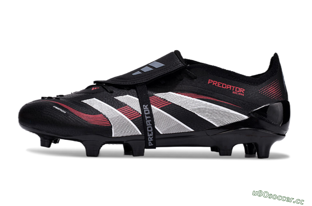 Unisex Adidas Predator Elite Foldover Tongue 2025 Stealth Victory FG Firm Ground Low-Tops Football Boots - Black/White/Red 0