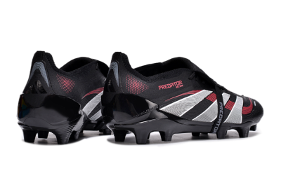 Unisex Adidas Predator Elite Foldover Tongue 2025 Stealth Victory FG Firm Ground Low-Tops Football Boots - Black/White/Red