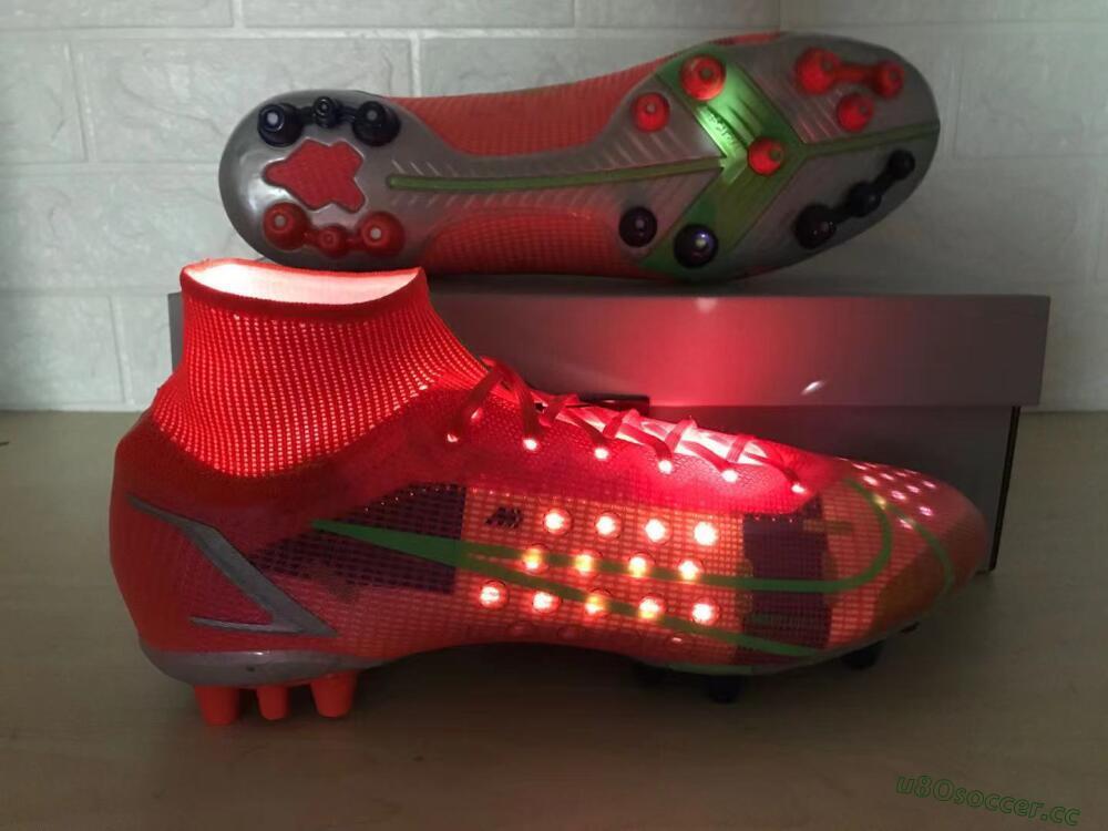 Unisex Nike Mercurial Superfly 8 Elite AG Artificial Grass High-Tops Football Boots - Red/Yellow/Silver