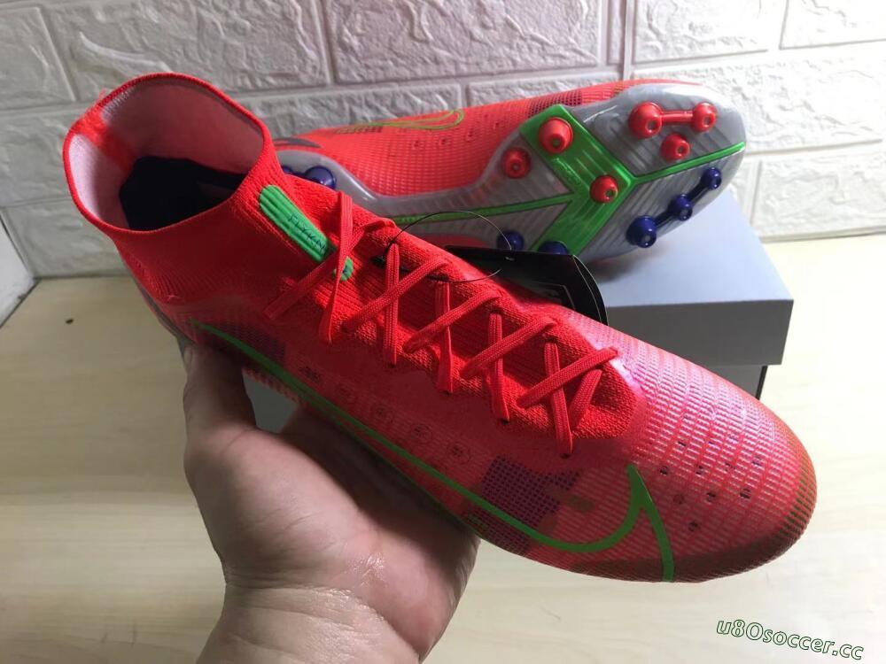 Unisex Nike Mercurial Superfly 8 Elite AG Artificial Grass High-Tops Football Boots - Red/Yellow/Silver