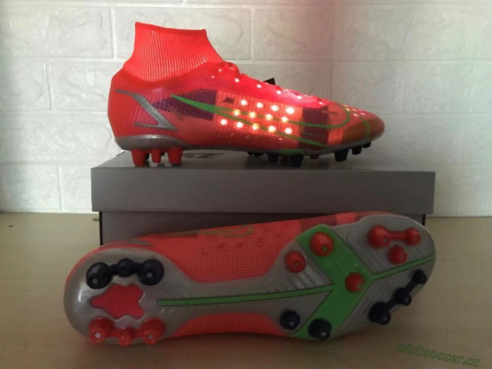Unisex Nike Mercurial Superfly 8 Elite AG Artificial Grass High-Tops Football Boots - Red/Yellow/Silver