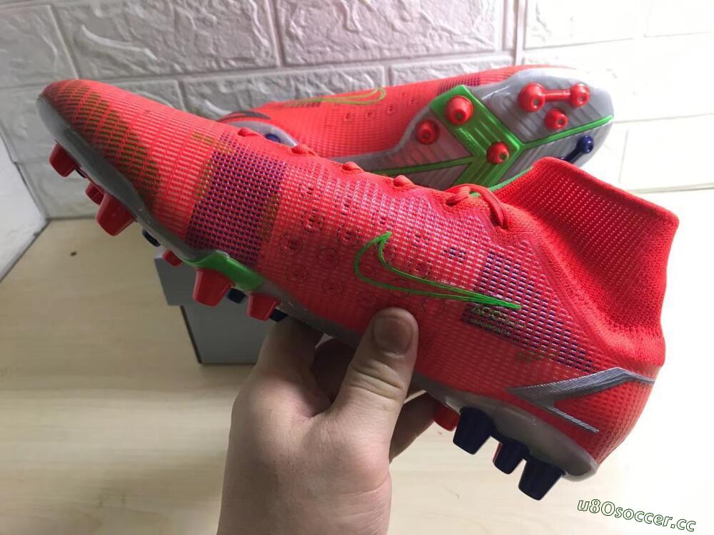Unisex Nike Mercurial Superfly 8 Elite AG Artificial Grass High-Tops Football Boots - Red/Yellow/Silver