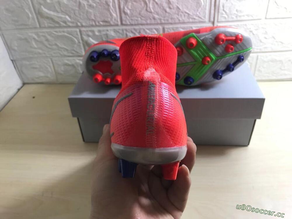 Unisex Nike Mercurial Superfly 8 Elite AG Artificial Grass High-Tops Football Boots - Red/Yellow/Silver