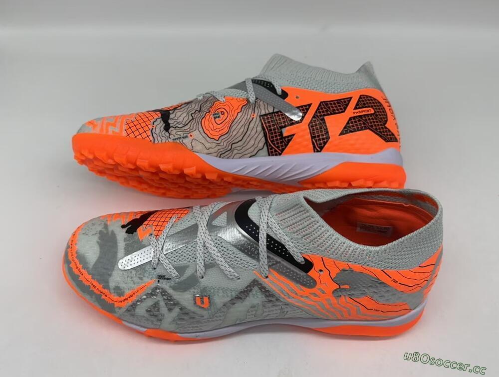 Men's Puma Future Ultimate TF Artificial Turf Low-Tops Football Shoes - Silver/Red/White