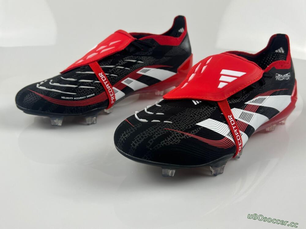 Men's Adidas Predator Elite Foldover Tongue FG Firm Ground Low-Tops Football Boots - Black/White/Red