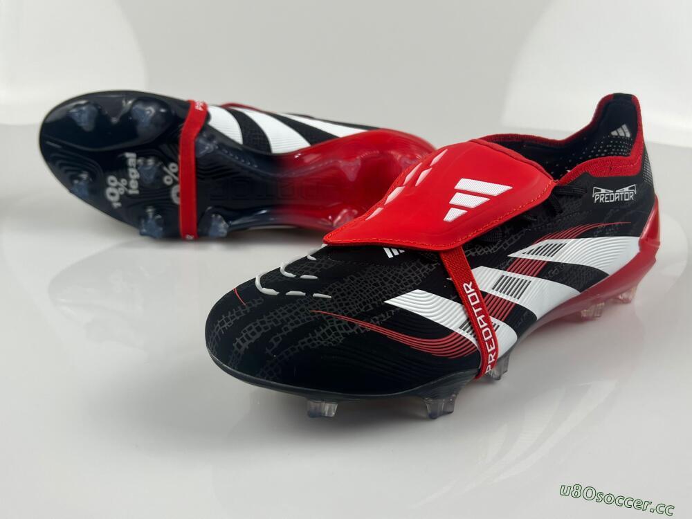 Men's Adidas Predator Elite Foldover Tongue FG Firm Ground Low-Tops Football Boots - Black/White/Red