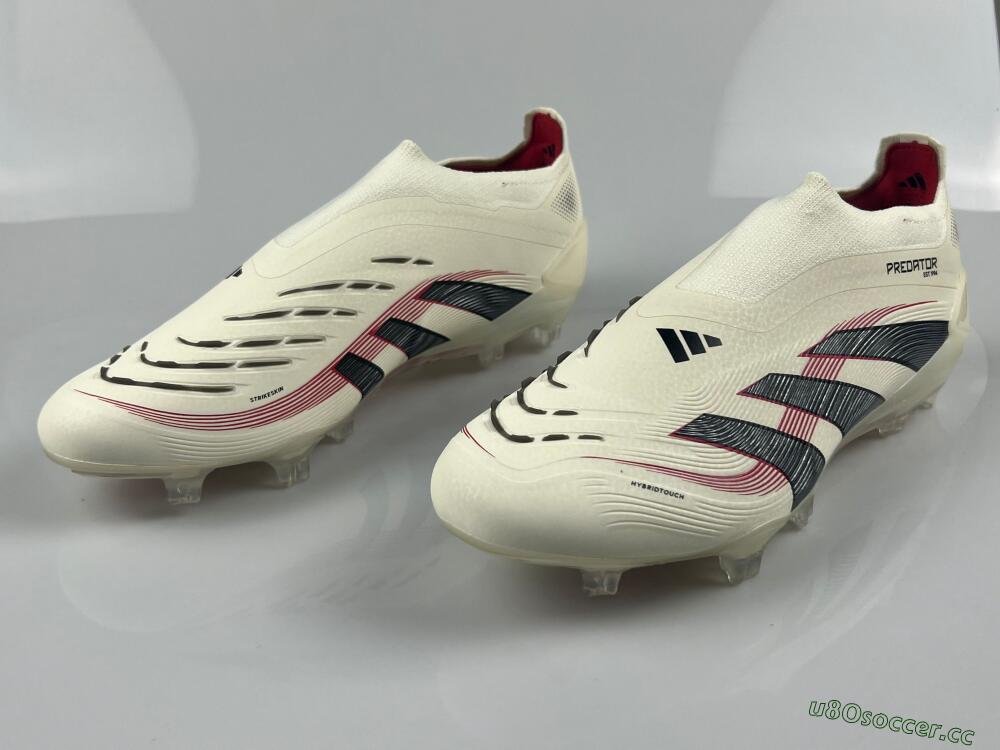 Unisex Adidas Predator Elite Laceless FG Firm Ground Low-Tops Football Boots - Beige/Red/Black