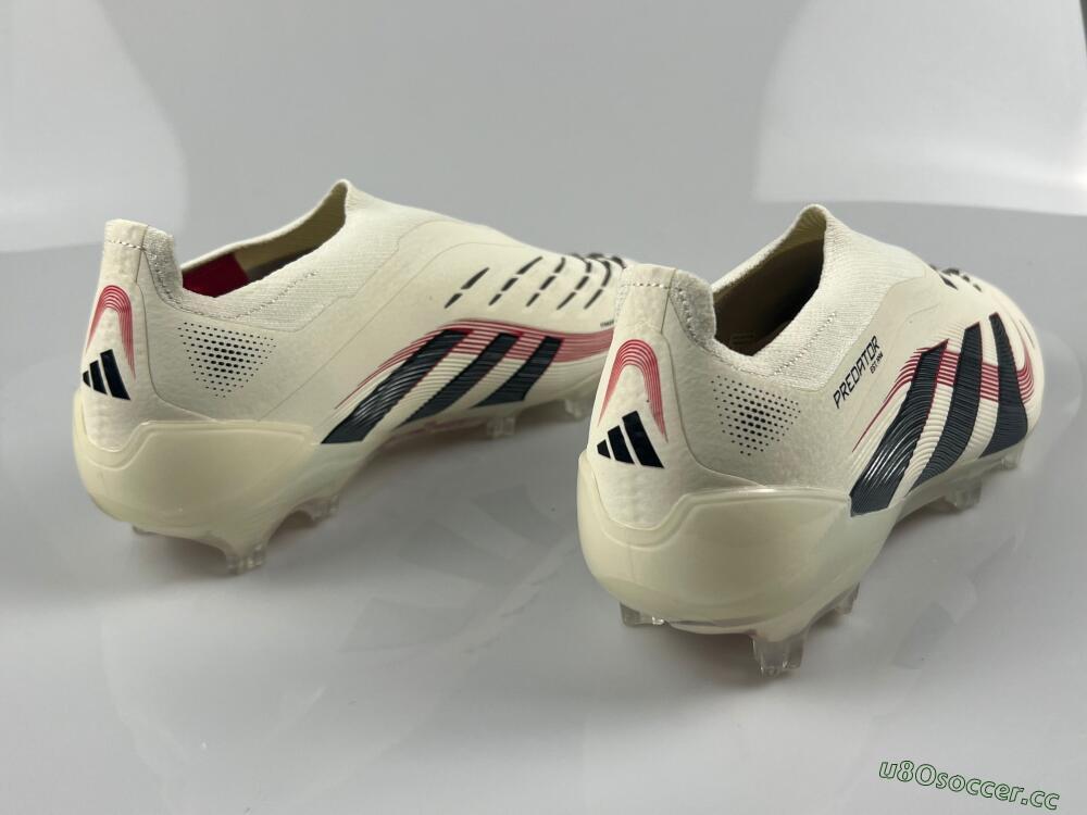 Unisex Adidas Predator Elite Laceless FG Firm Ground Low-Tops Football Boots - Beige/Red/Black