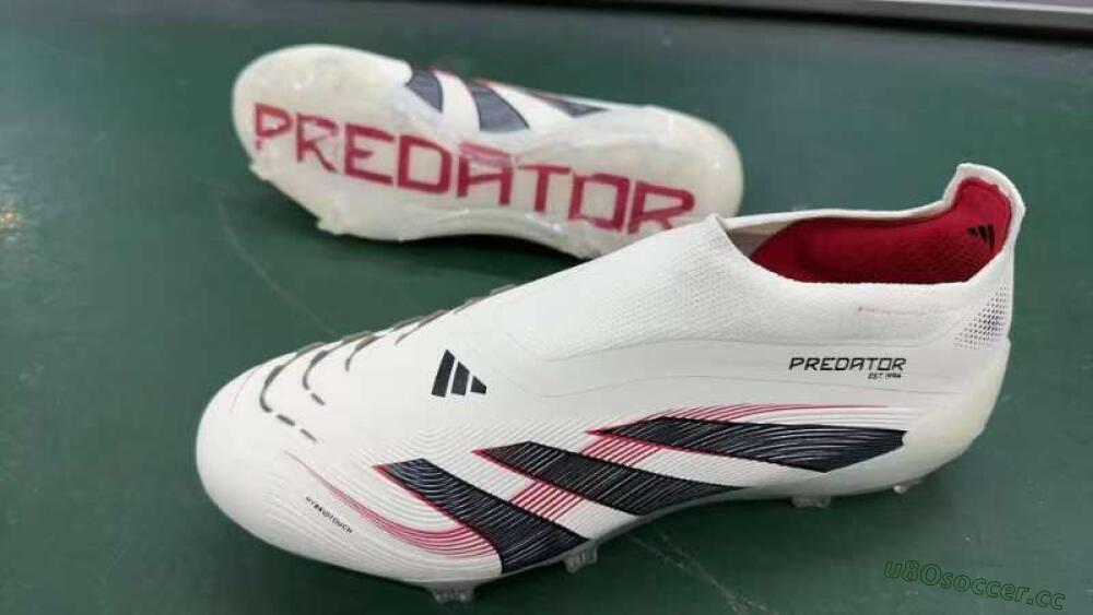 Unisex Adidas Predator Elite Laceless FG Firm Ground Low-Tops Football Boots - Beige/Red/Black