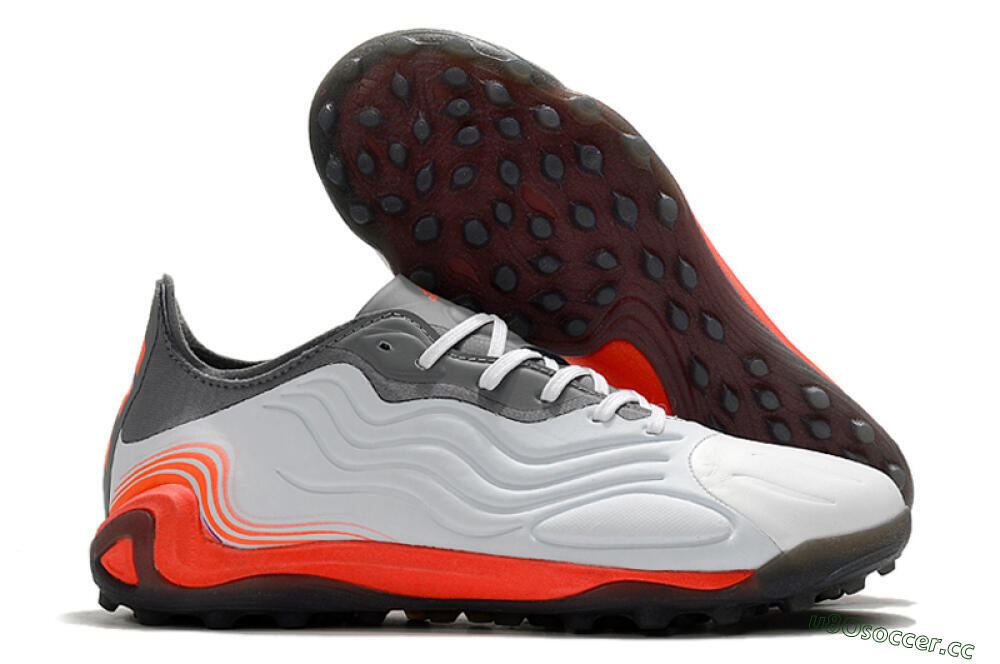 Men's Adidas Copa Sense.1 TF Artificial Turf Low-Tops Football Shoes - White/Grey/Red 2