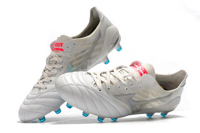 Men's Mizuno Morelia Neo 2 FG Firm Ground Low-Tops Football Boots - White/Silver/Blue