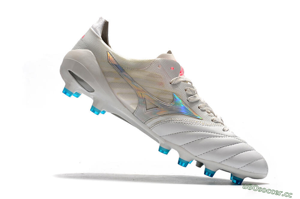 Men's Mizuno Morelia Neo 2 FG Firm Ground Low-Tops Football Boots - White/Silver/Blue 7