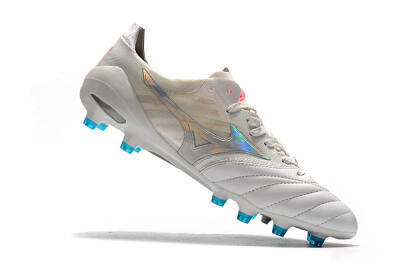 Men's Mizuno Morelia Neo 2 FG Firm Ground Low-Tops Football Boots - White/Silver/Blue