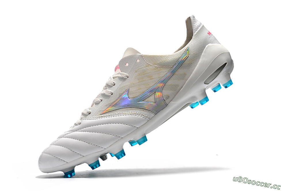 Men's Mizuno Morelia Neo 2 FG Firm Ground Low-Tops Football Boots - White/Silver/Blue 8