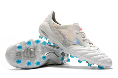 Men's Mizuno Morelia Neo 2 FG Firm Ground Low-Tops Football Boots - White/Silver/Blue