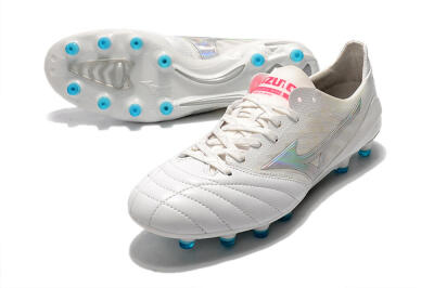 Men's Mizuno Morelia Neo 2 FG Firm Ground Low-Tops Football Boots - White/Silver/Blue