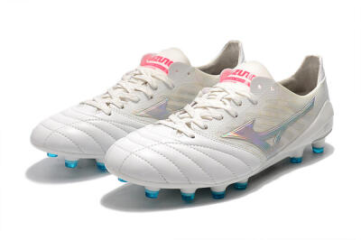 Men's Mizuno Morelia Neo 2 FG Firm Ground Low-Tops Football Boots - White/Silver/Blue