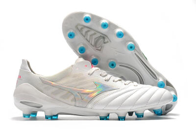 Men's Mizuno Morelia Neo 2 FG Firm Ground Low-Tops Football Boots - White/Silver/Blue