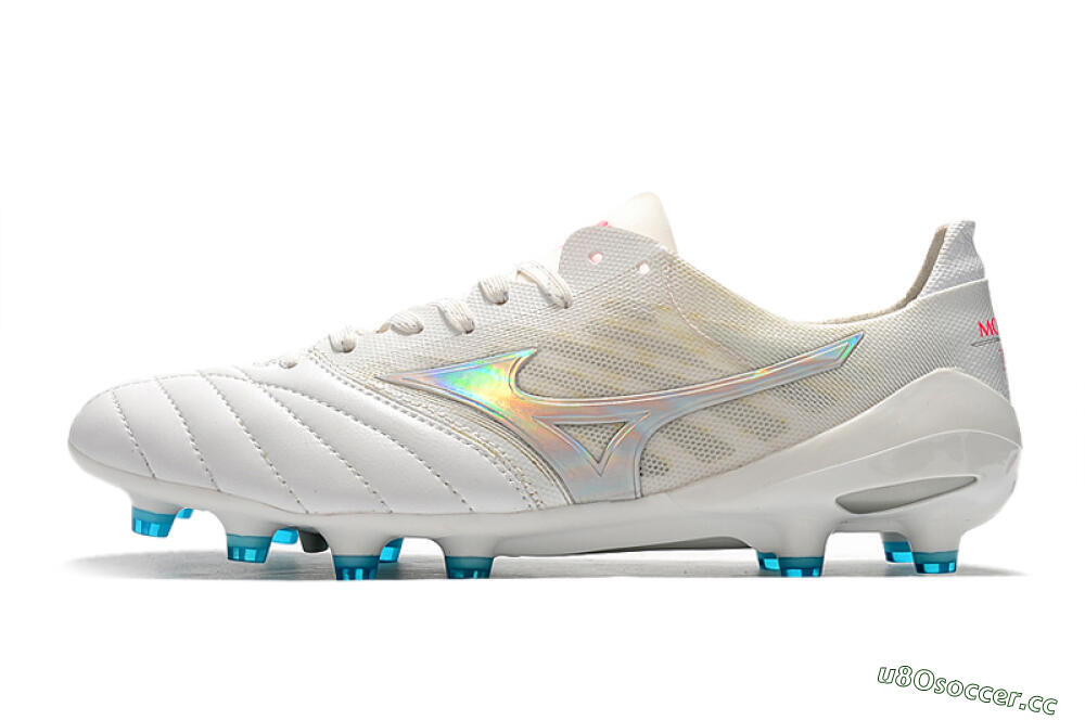 Men's Mizuno Morelia Neo 2 FG Firm Ground Low-Tops Football Boots - White/Silver/Blue 0
