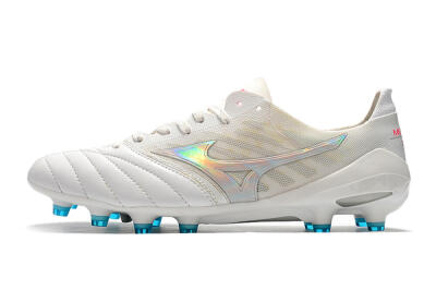 Men's Mizuno Morelia Neo 2 FG Firm Ground Low-Tops Football Boots - White/Silver/Blue