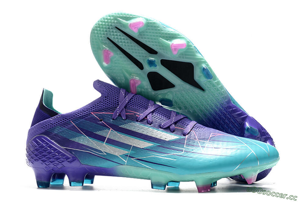 Men's Adidas X Speedflow.1 Messi FG Firm Ground Low-Tops Football Boots - Jade/Purple/Pink 2