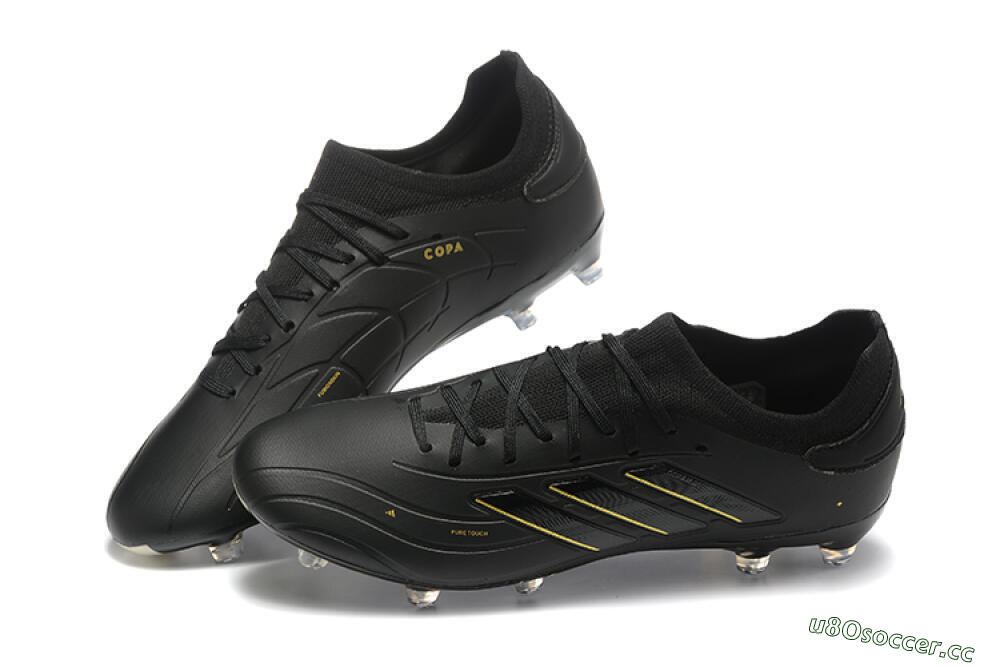 Men's Adidas Copa Pure 2+ FG Firm Ground Low-Tops Football Boots - Black/Gold/Blue 6