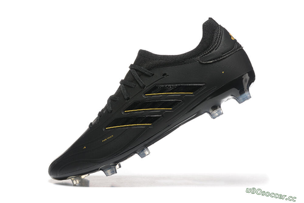 Men's Adidas Copa Pure 2+ FG Firm Ground Low-Tops Football Boots - Black/Gold/Blue 8