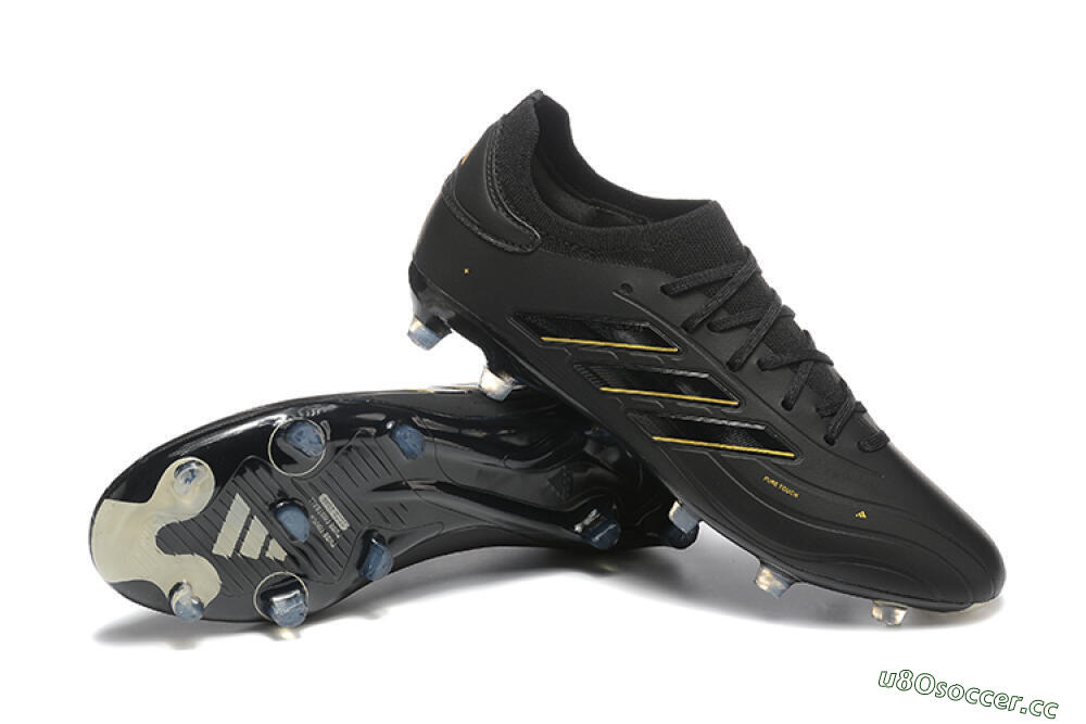 Men's Adidas Copa Pure 2+ FG Firm Ground Low-Tops Football Boots - Black/Gold/Blue 4