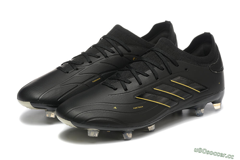Men's Adidas Copa Pure 2+ FG Firm Ground Low-Tops Football Boots - Black/Gold/Blue 5