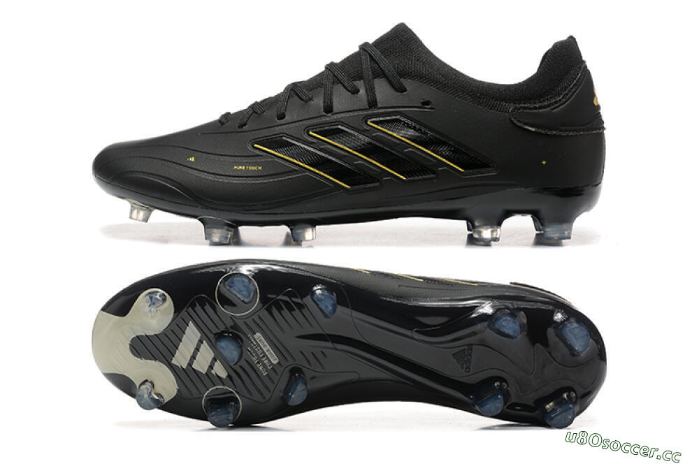 Men's Adidas Copa Pure 2+ FG Firm Ground Low-Tops Football Boots - Black/Gold/Blue 1
