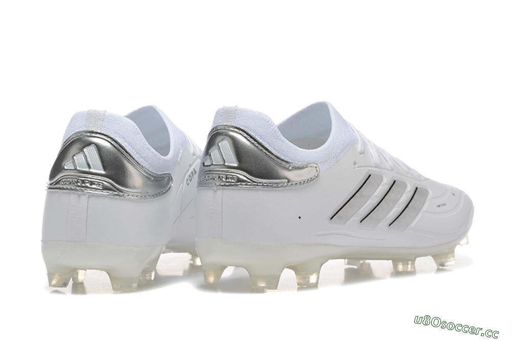 Men's Adidas Copa Pure 2+ FG Firm Ground Low-Tops Football Boots - White/Silver/Black 9