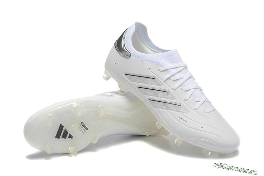 Men's Adidas Copa Pure 2+ FG Firm Ground Low-Tops Football Boots - White/Silver/Black 4