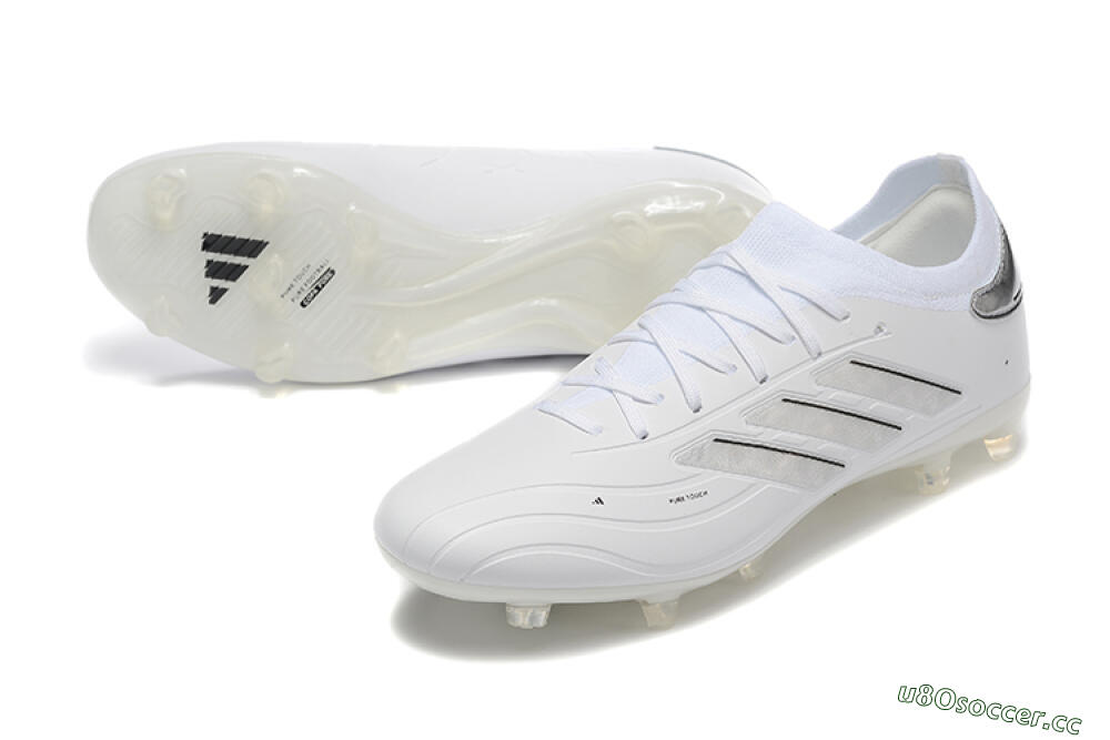 Men's Adidas Copa Pure 2+ FG Firm Ground Low-Tops Football Boots - White/Silver/Black 3