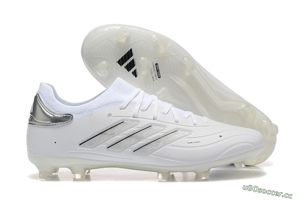 Men's Adidas Copa Pure 2+ FG Firm Ground Low-Tops Football Boots - White/Silver/Black 2