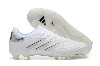 Men's Adidas Copa Pure 2+ FG Firm Ground Low-Tops Football Boots - White/Silver/Black