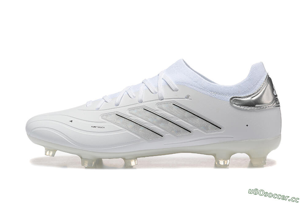 Men's Adidas Copa Pure 2+ FG Firm Ground Low-Tops Football Boots - White/Silver/Black 0