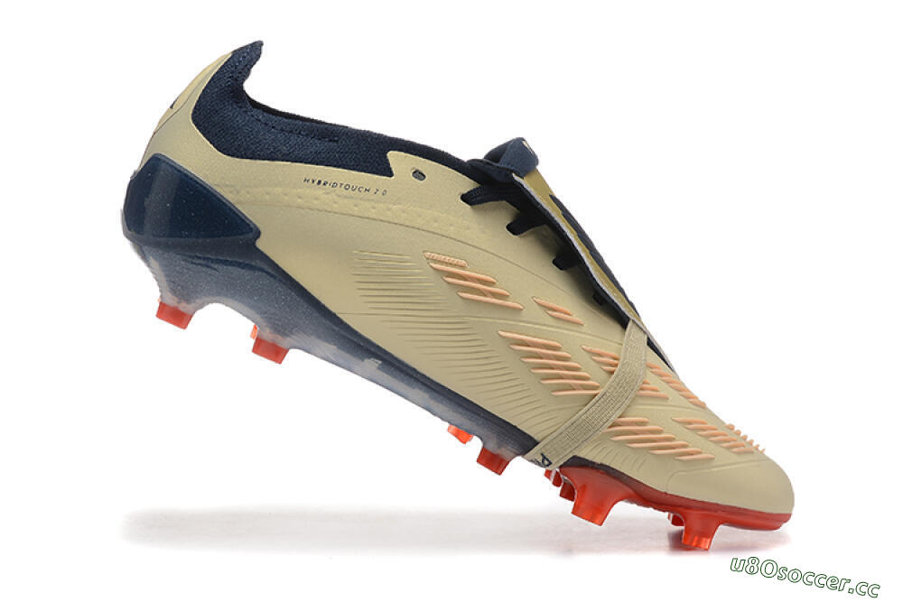 Men's Adidas Predator Elite Foldover Tongue FG Firm Ground Low-Tops Football Boots - Gold/Blue/Red 7