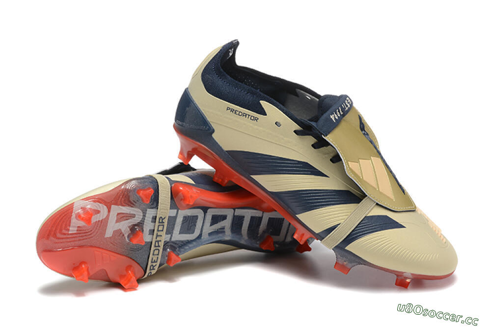 Men's Adidas Predator Elite Foldover Tongue FG Firm Ground Low-Tops Football Boots - Gold/Blue/Red 4