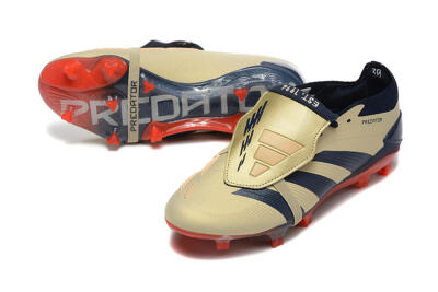 Men's Adidas Predator Elite Foldover Tongue FG Firm Ground Low-Tops Football Boots - Gold/Blue/Red